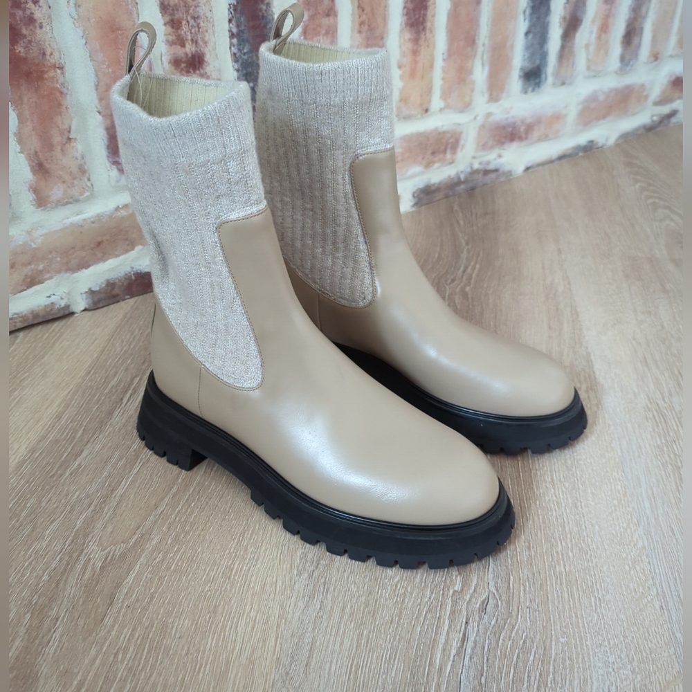 LAFAYETTE 148 NEW YORK Womens Beige Pull Tab Clarence Round Toe Boots 40/9.5